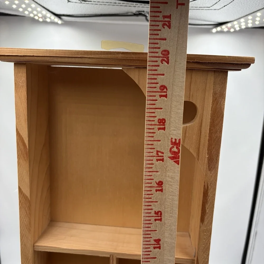 Vtg Pine Wood‎ 9 Cubby Heart Wall Shelf Trinket Unfinished CottageCore 20x8x3
